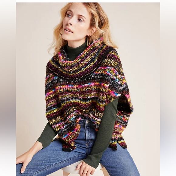 Anthropologie Piera Knot Turtleneck Poncho Sweater Size XS/S - Picture 1 of 14